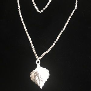 Sterling silver Aspen leaf pendant necklace